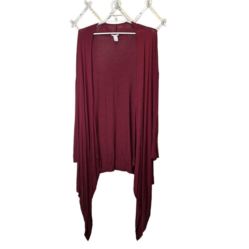 Bellino Womens Open Front Fly Away Cardigan 4X Asymmetrical Wine Red Burgundy